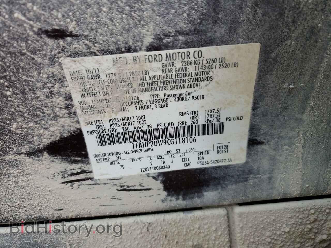2012 FORD TAURUS - VIN: 1FAHP2DW9CG118106 - Фото 10