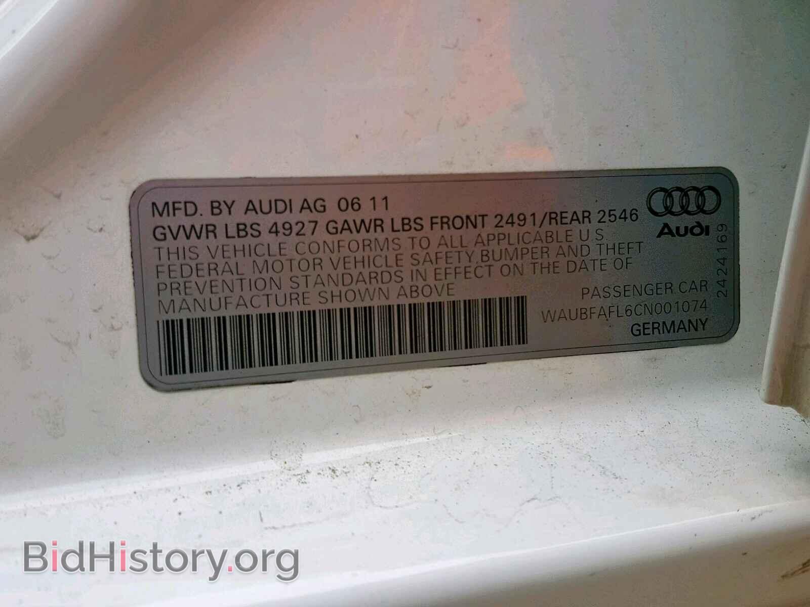 2012 AUDI A4 - VIN: WAUBFAFL6CN001074 - Photo 10