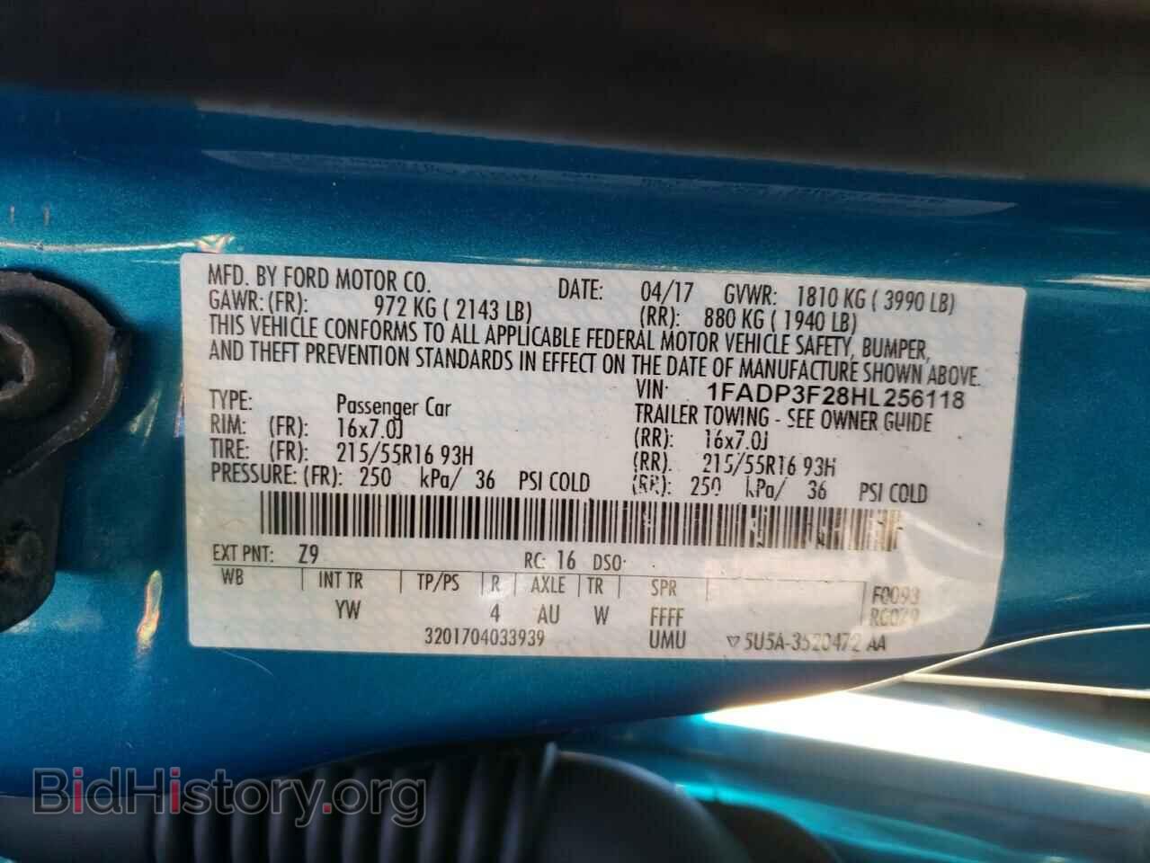 2017 FORD FOCUS - VIN: 1FADP3F28HL256118 - Фото 10