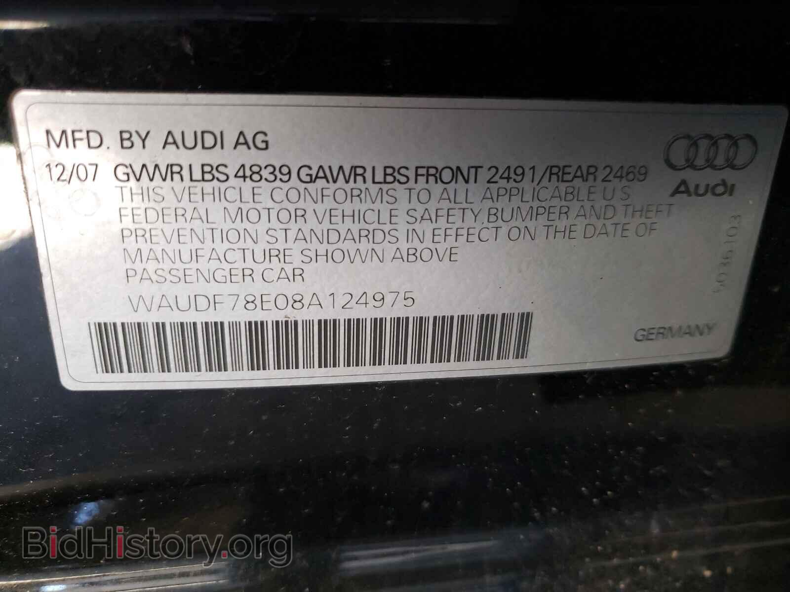 2008 AUDI A4 - VIN: WAUDF78E08A124975 - Фото 10