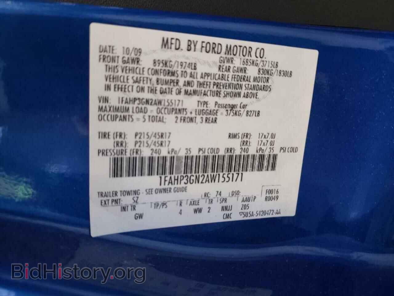 2010 FORD FOCUS - VIN: 1FAHP3GN2AW155171 - Фото 10