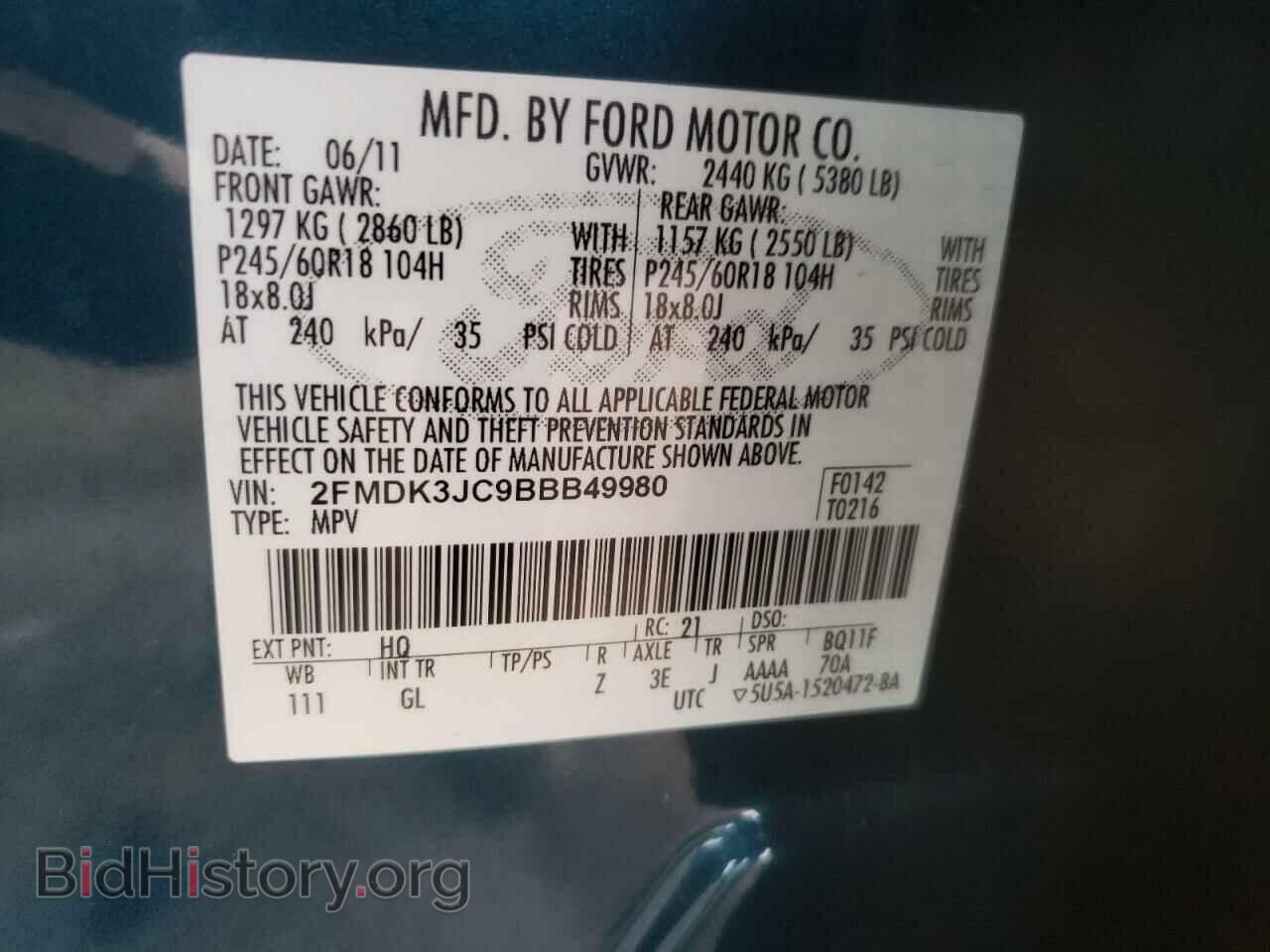 2011 FORD EDGE - VIN: 2FMDK3JC9BBB49980 - Photo 10