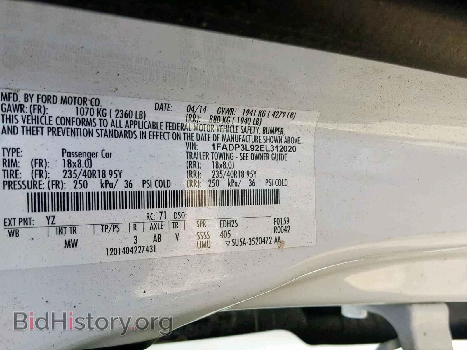 2014 FORD FOCUS - VIN: 1FADP3L92EL312020 - Фото 10