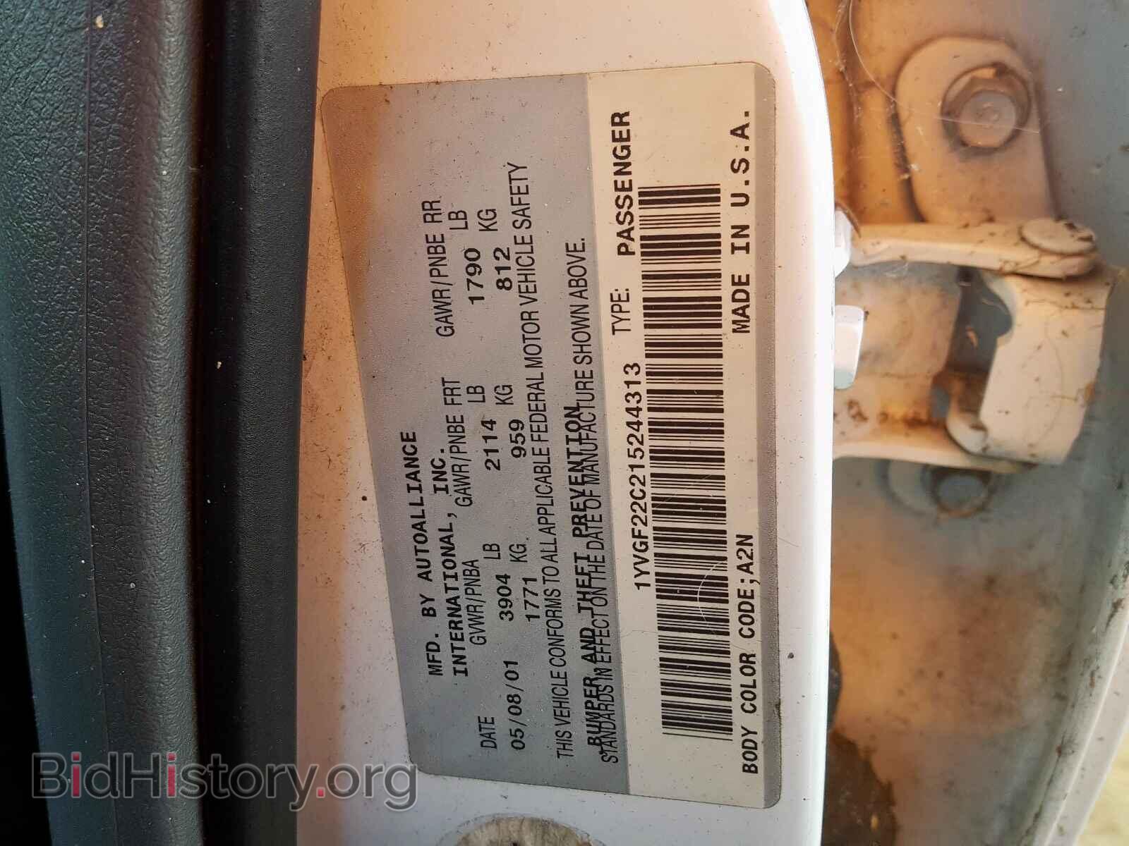 2001 MAZDA 626 - VIN: 1YVGF22C215244313 - Фото 10