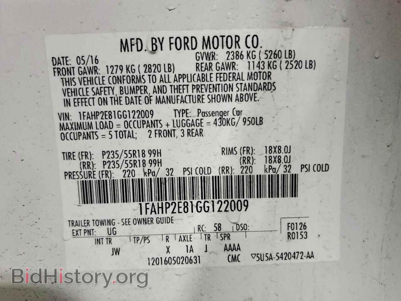 2016 FORD TAURUS - VIN: 1FAHP2E81GG122009 - Photo 13