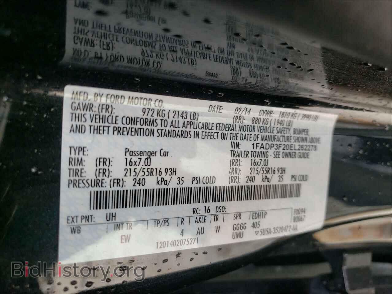2014 FORD FOCUS - VIN: 1FADP3F20EL262278 - Фото 10