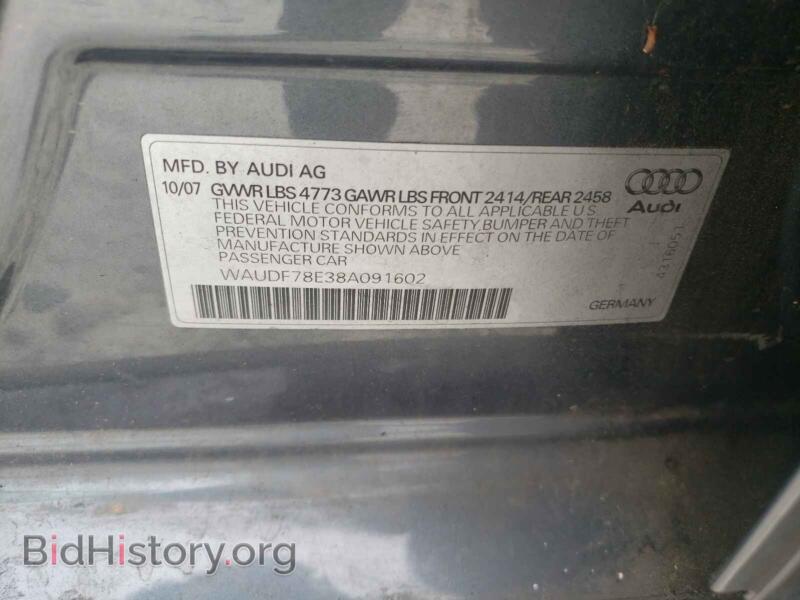 2008 Audi A4 (VIN WAUDF78E38A091602) — фото 10 из 10