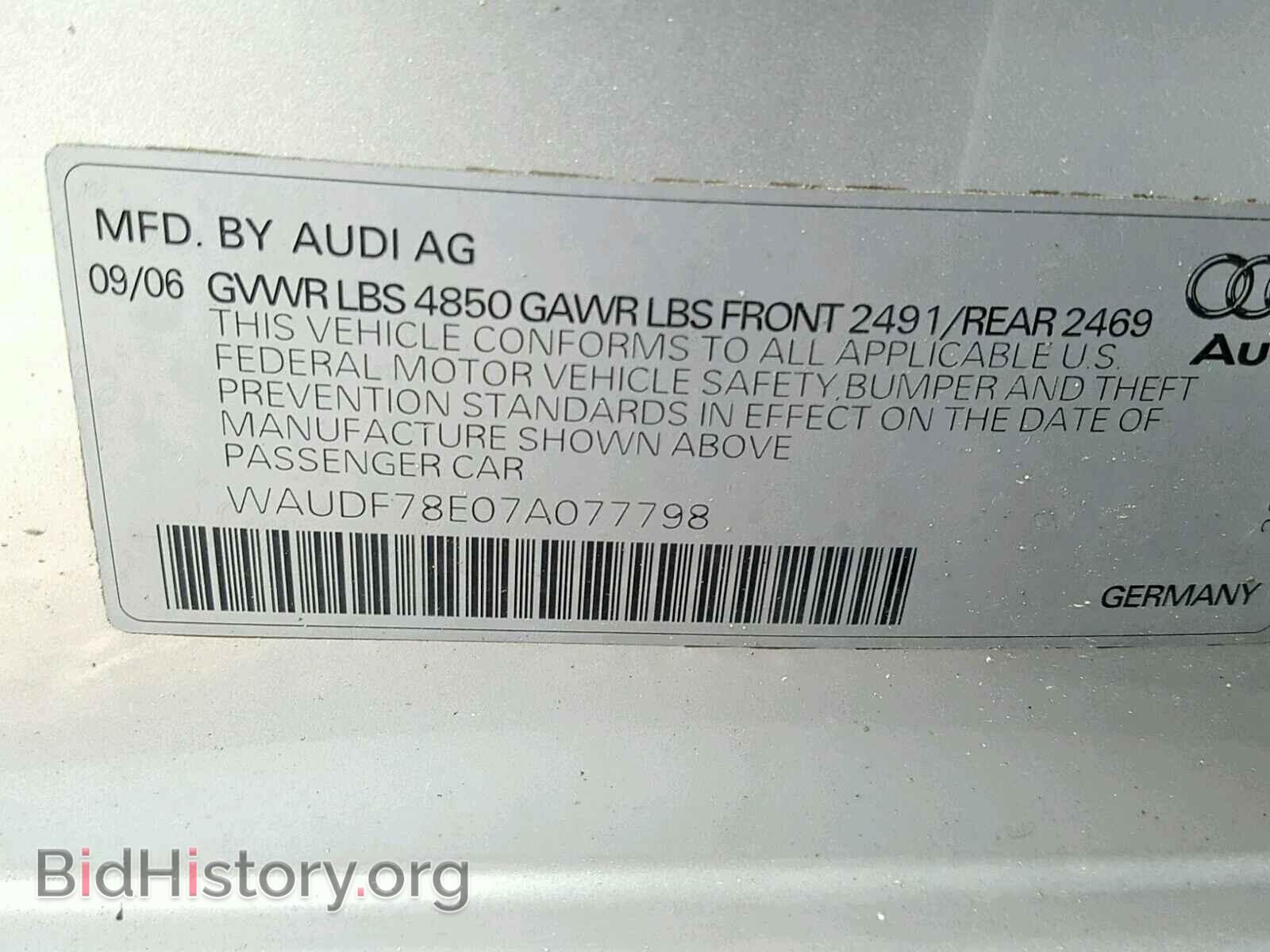 2007 AUDI A4 - VIN: WAUDF78E07A077798 - Photo 10