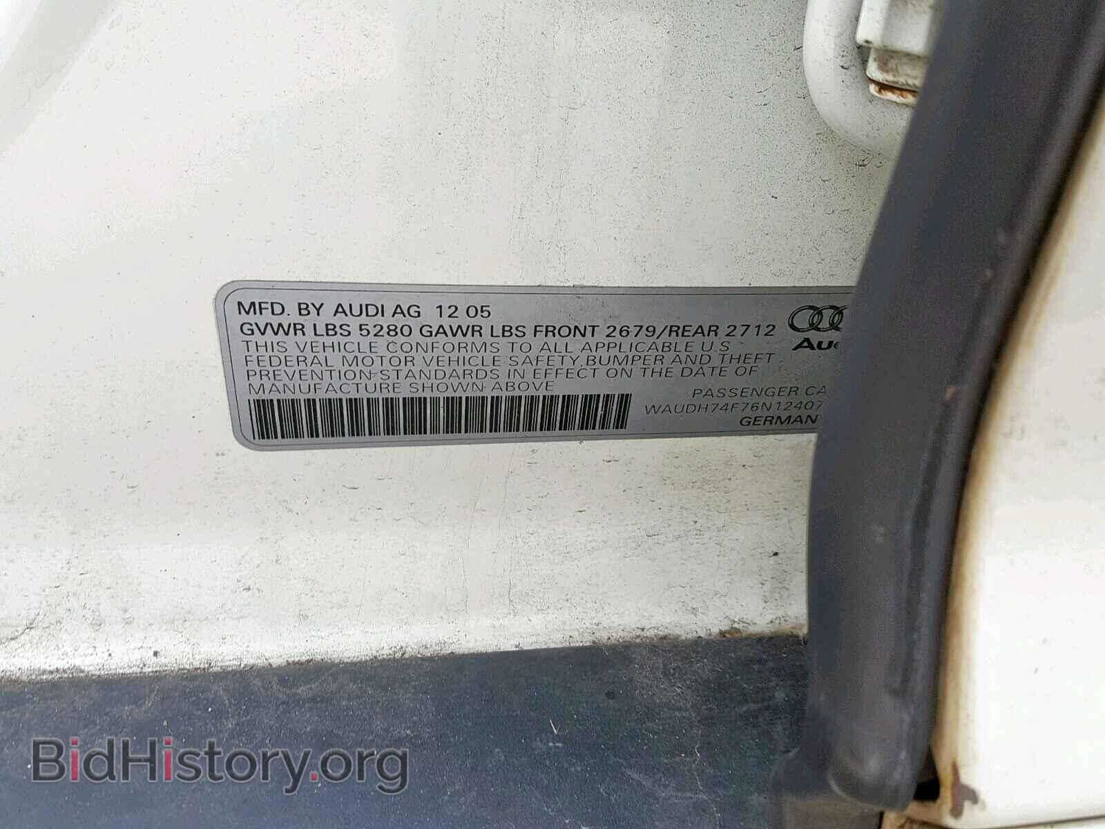 2006 AUDI A6 - VIN: WAUDH74F76N124079 - Фото 10