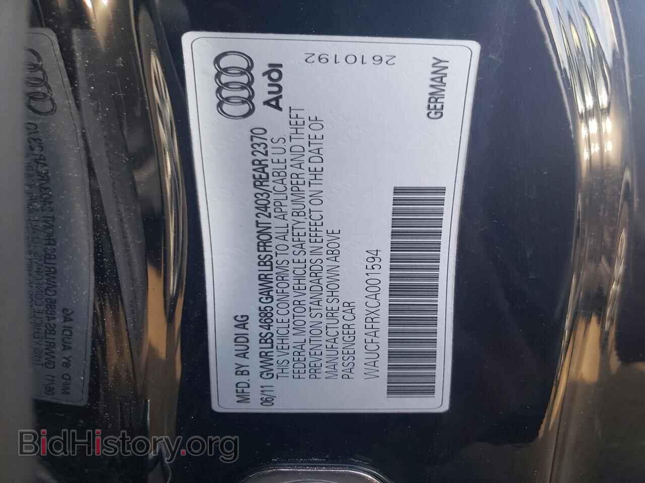 2012 AUDI A5 - VIN: WAUCFAFRXCA001594 - Photo 12