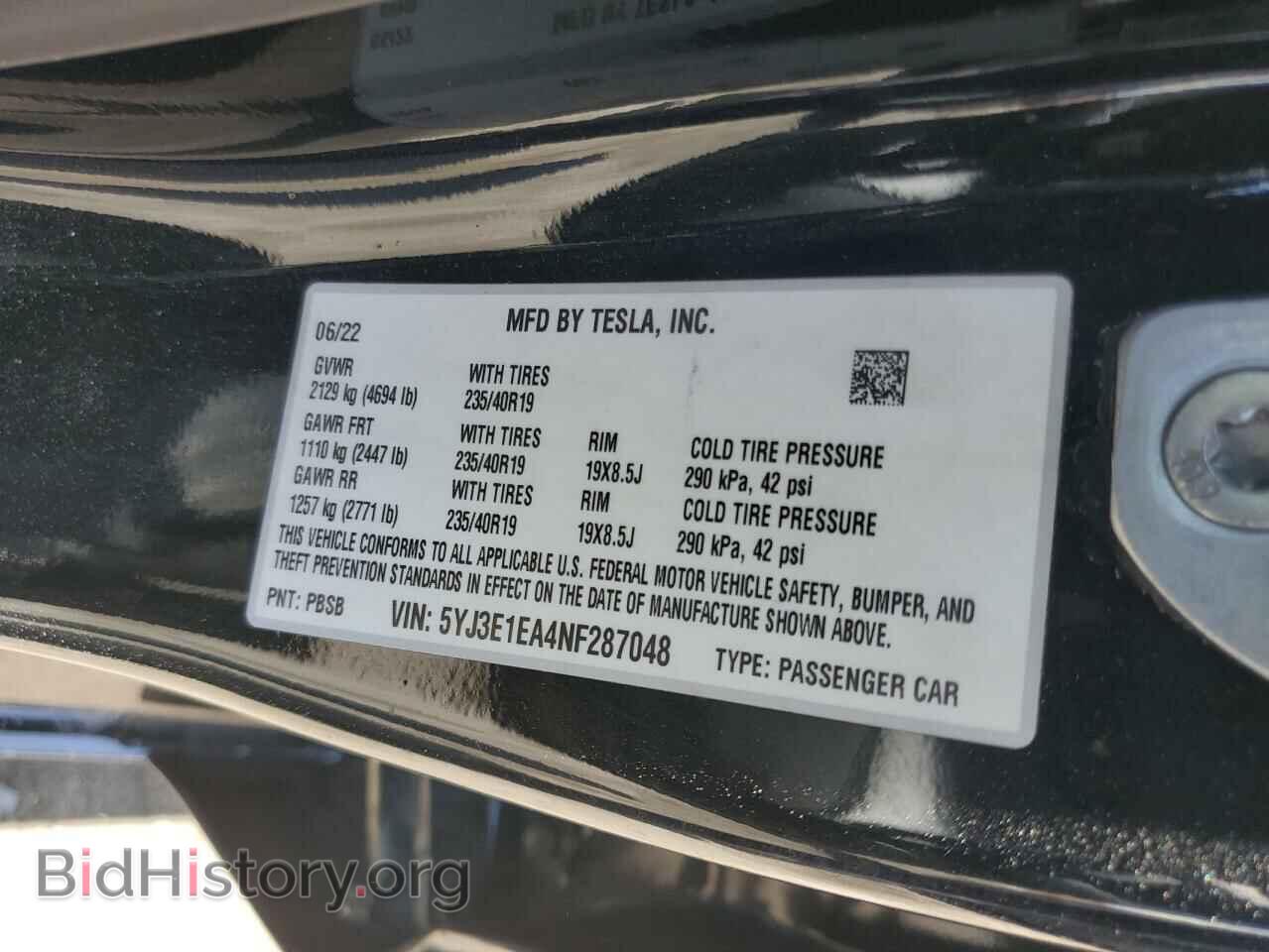 2022 TESLA MODEL 3 - VIN: 5YJ3E1EA4NF287048 - Фото 12
