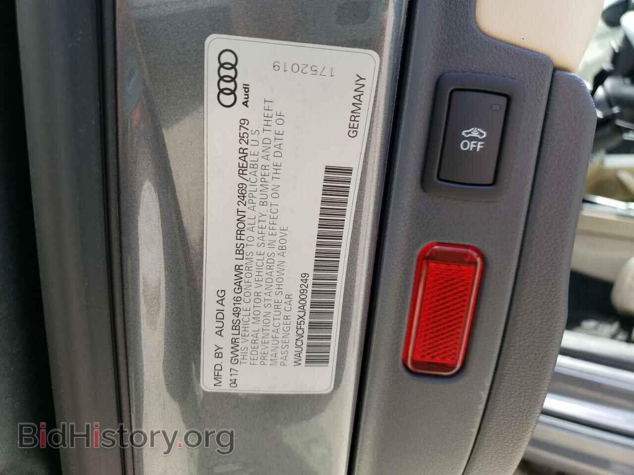2018 AUDI A5 - VIN: WAUCNCF5XJA009249 - Фото 10