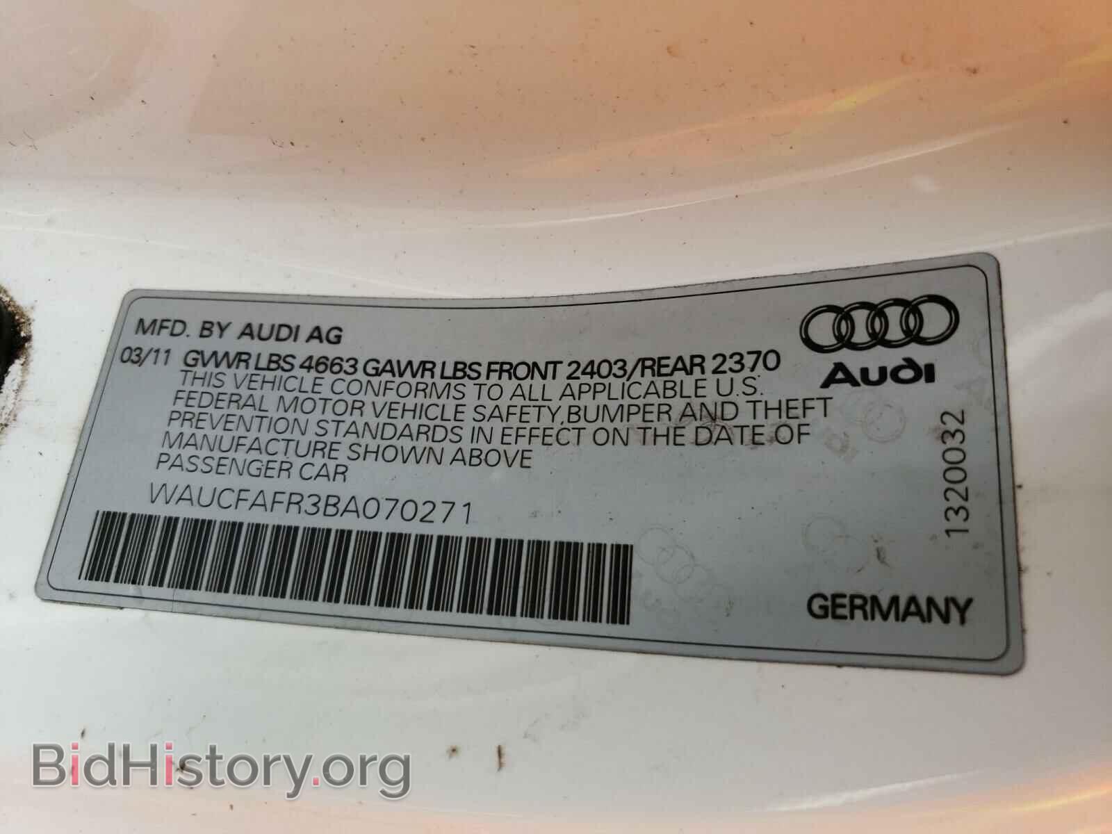 2011 AUDI A5 - VIN: WAUCFAFR3BA070271 - Фото 10