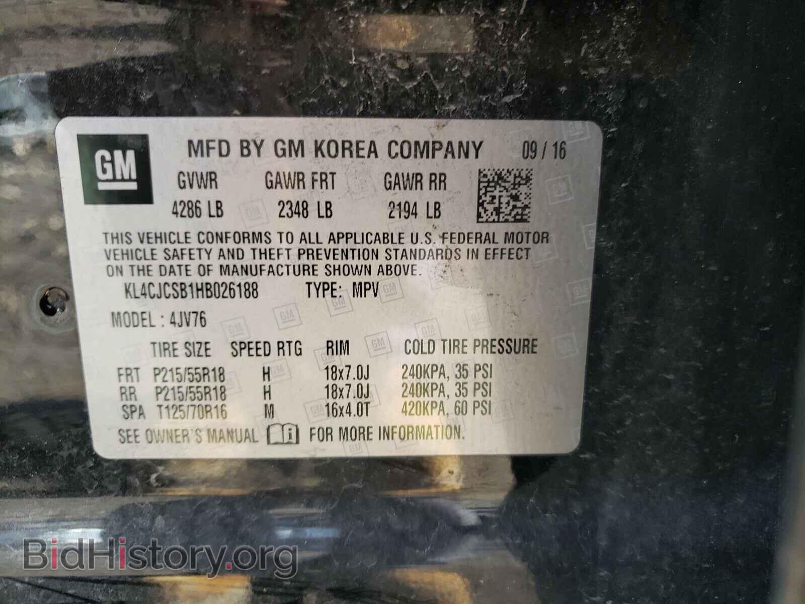 2017 BUICK ENCORE - VIN: KL4CJCSB1HB026188 - Фото 10