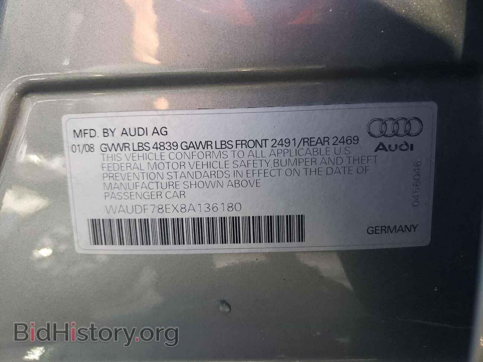 2008 AUDI A4 - VIN: WAUDF78EX8A136180 - Фото 10