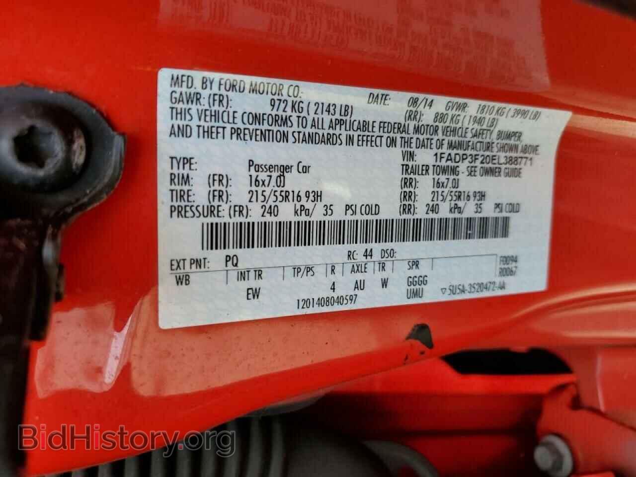 2014 FORD FOCUS - VIN: 1FADP3F20EL388771 - Фото 10