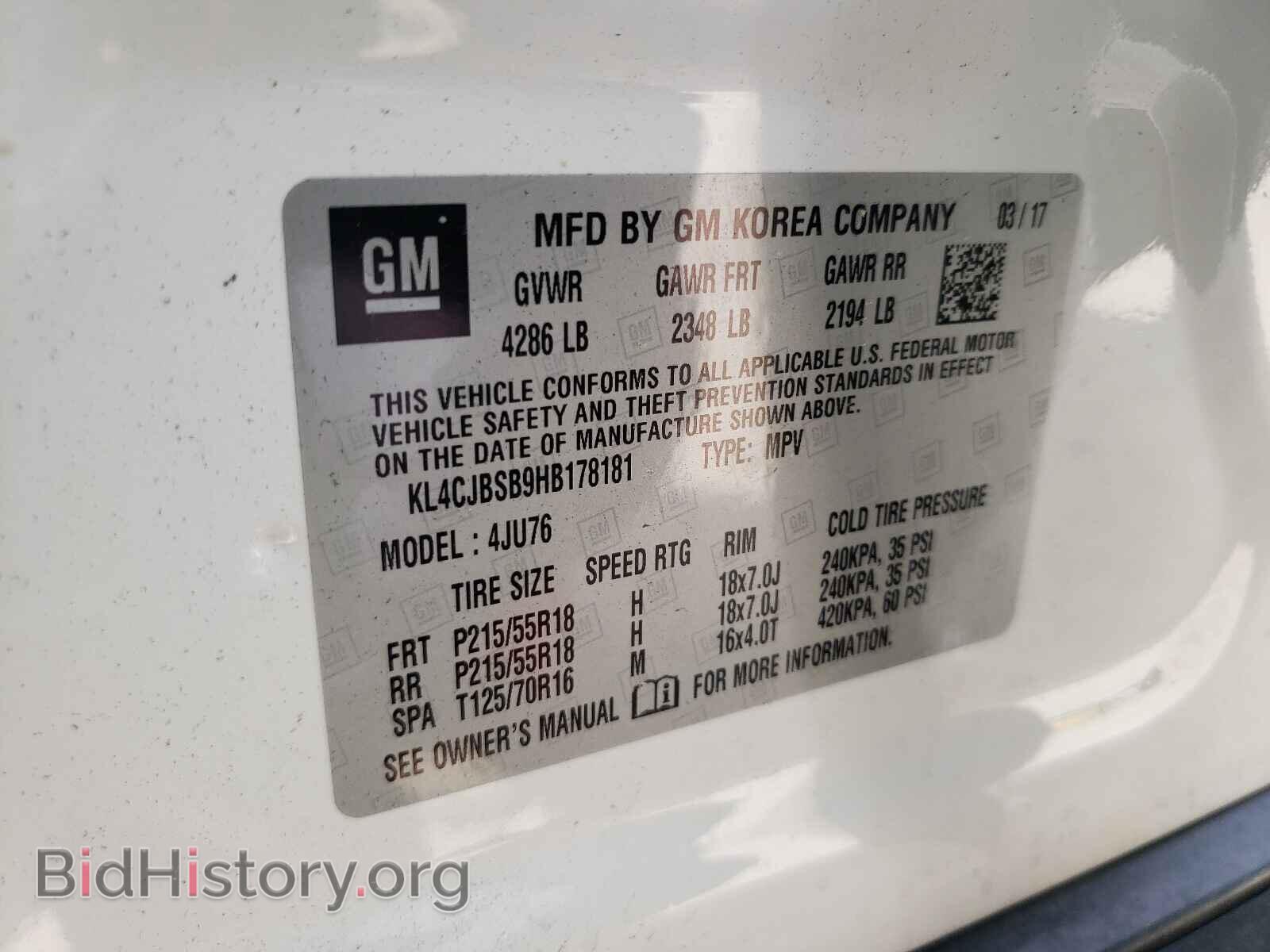 2017 BUICK ENCORE - VIN: KL4CJBSB9HB178181 - Photo 10