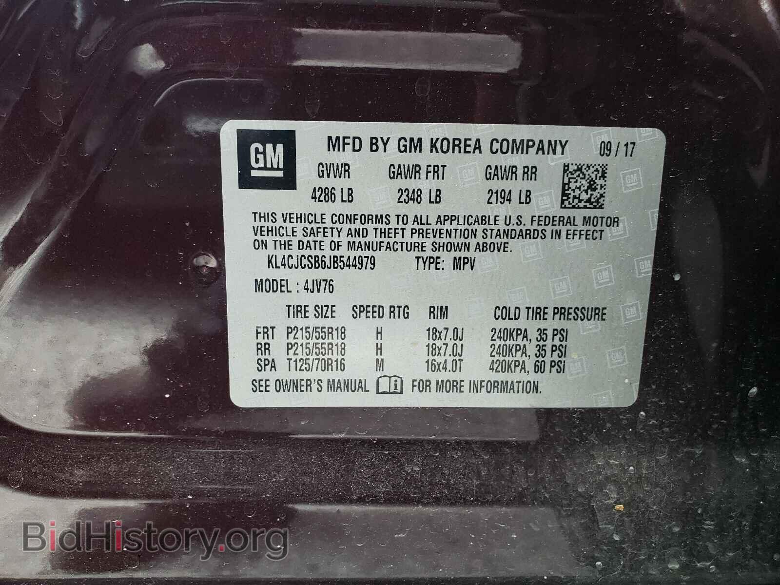 2018 BUICK ENCORE - VIN: KL4CJCSB6JB544979 - Фото 10