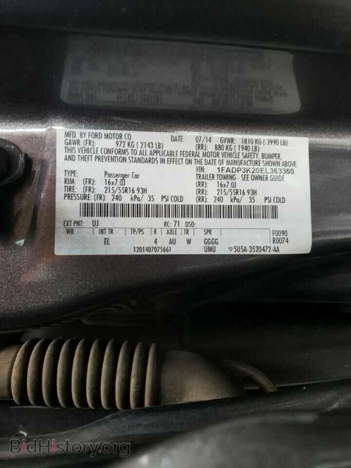 2014 FORD FOCUS - VIN: 1FADP3K20EL363360 - Фото 10