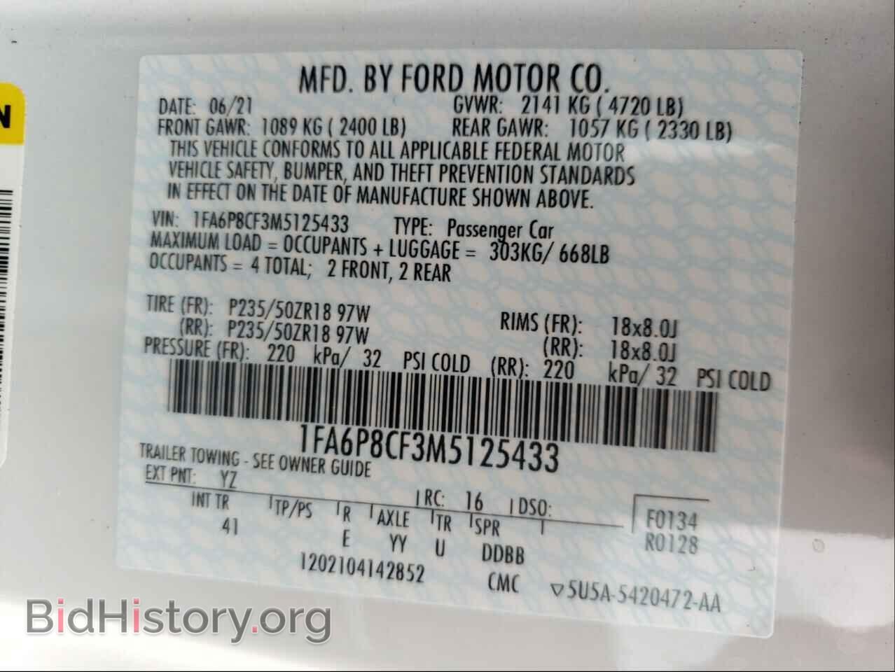 2021 FORD MUSTANG - VIN: 1FA6P8CF3M5125433 - Фото 10