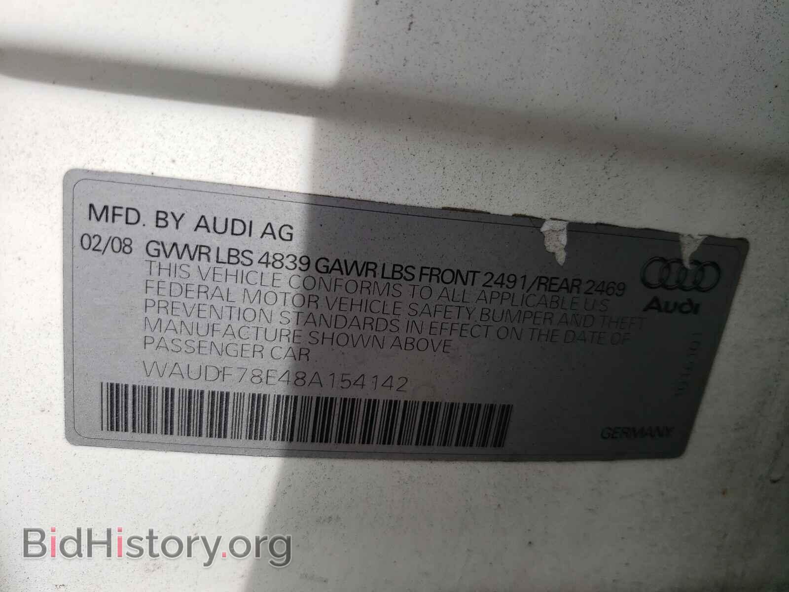 2008 AUDI A4 - VIN: WAUDF78E48A154142 - Фото 10