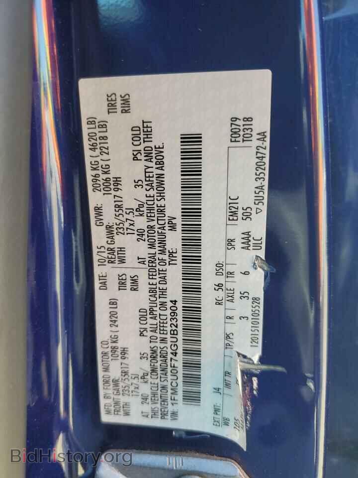 2016 FORD ESCAPE - VIN: 1FMCU0F74GUB23904 - Фото 13