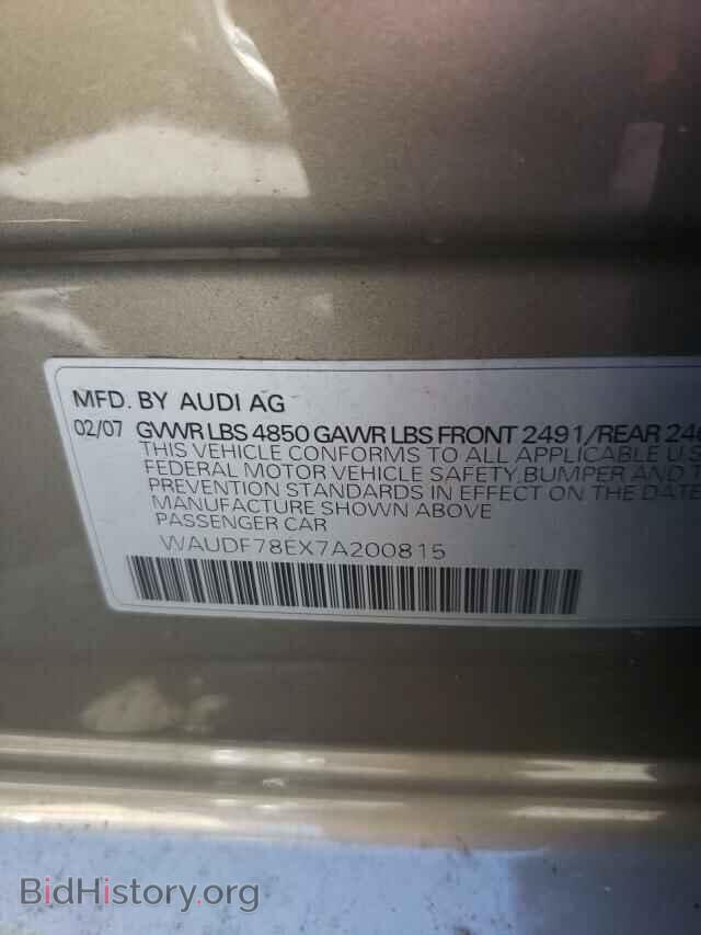 2007 AUDI A4 - VIN: WAUDF78EX7A200815 - Фото 10