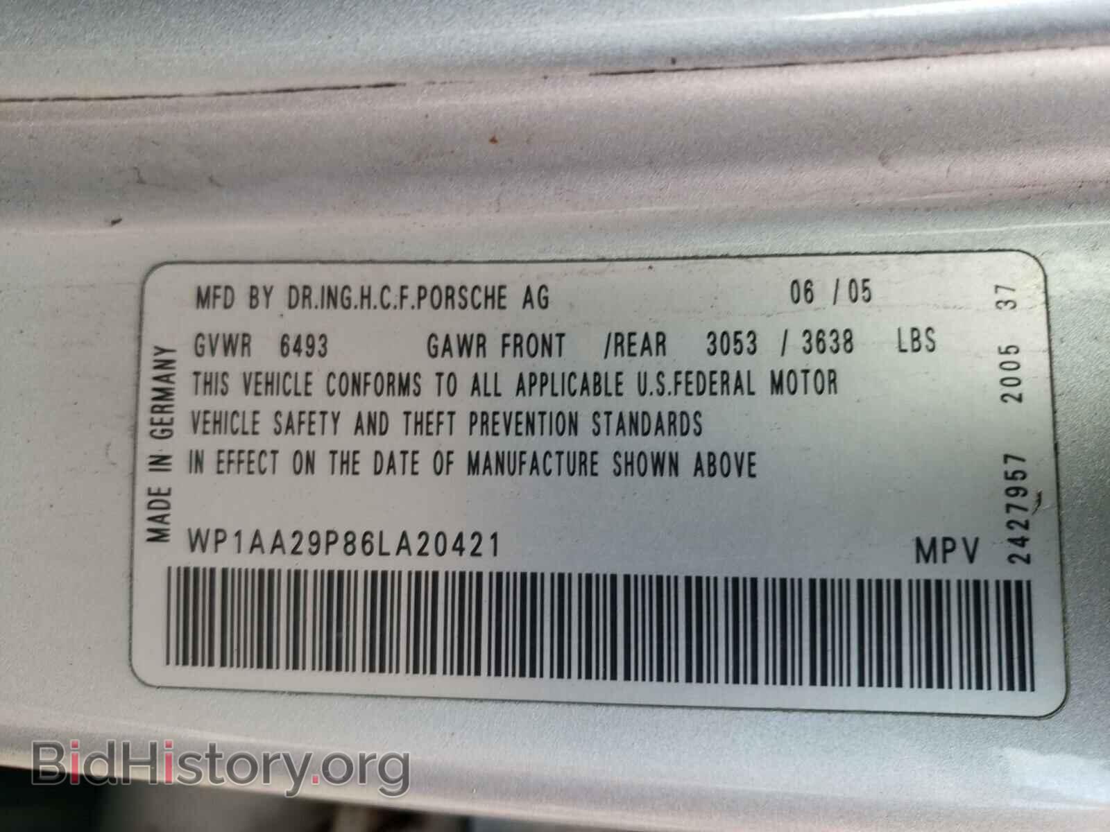 2006 PORSCHE CAYENNE - VIN: WP1AA29P86LA20421 - Фото 10