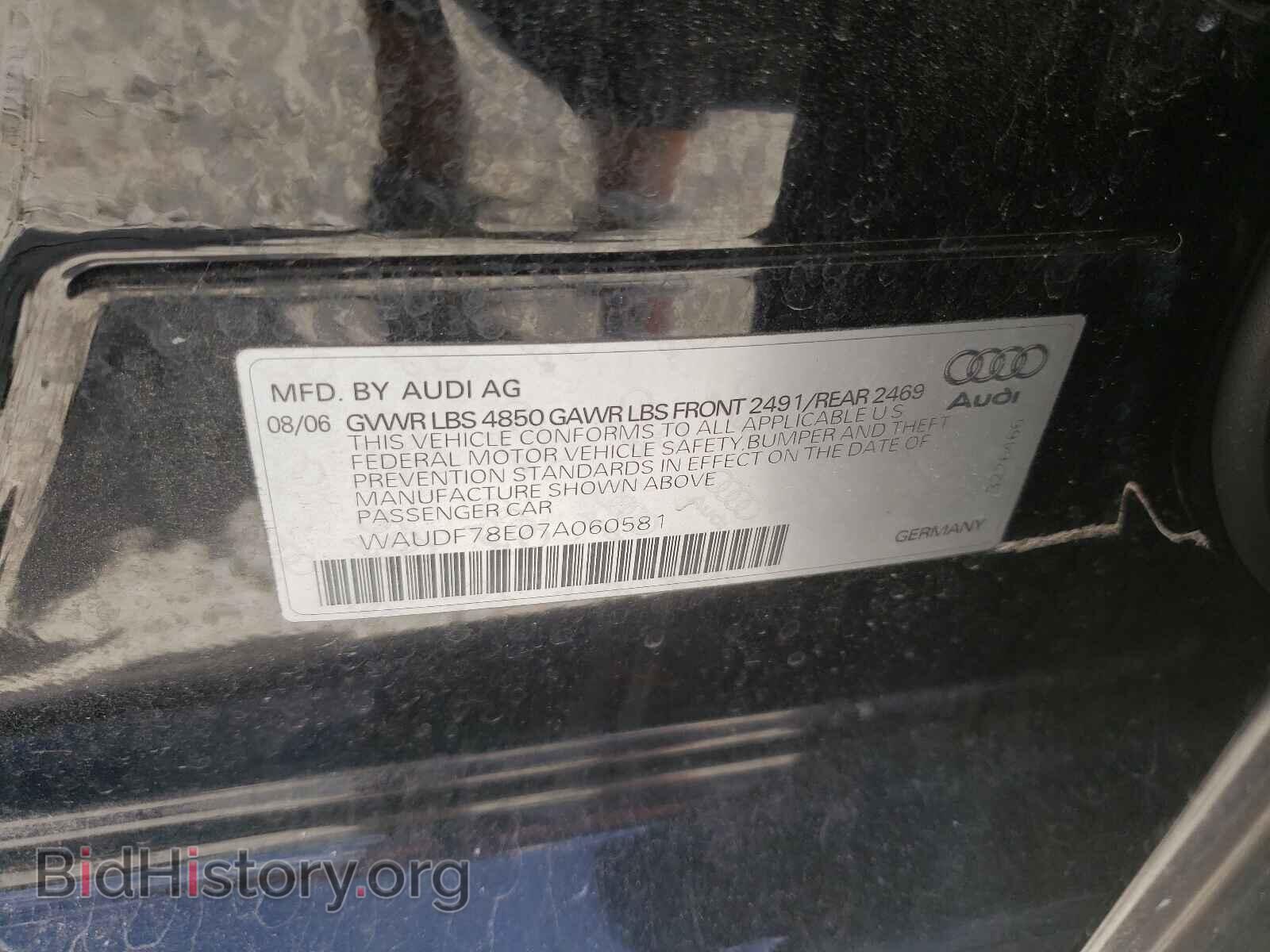 2007 AUDI A4 - VIN: WAUDF78E07A060581 - Photo 10
