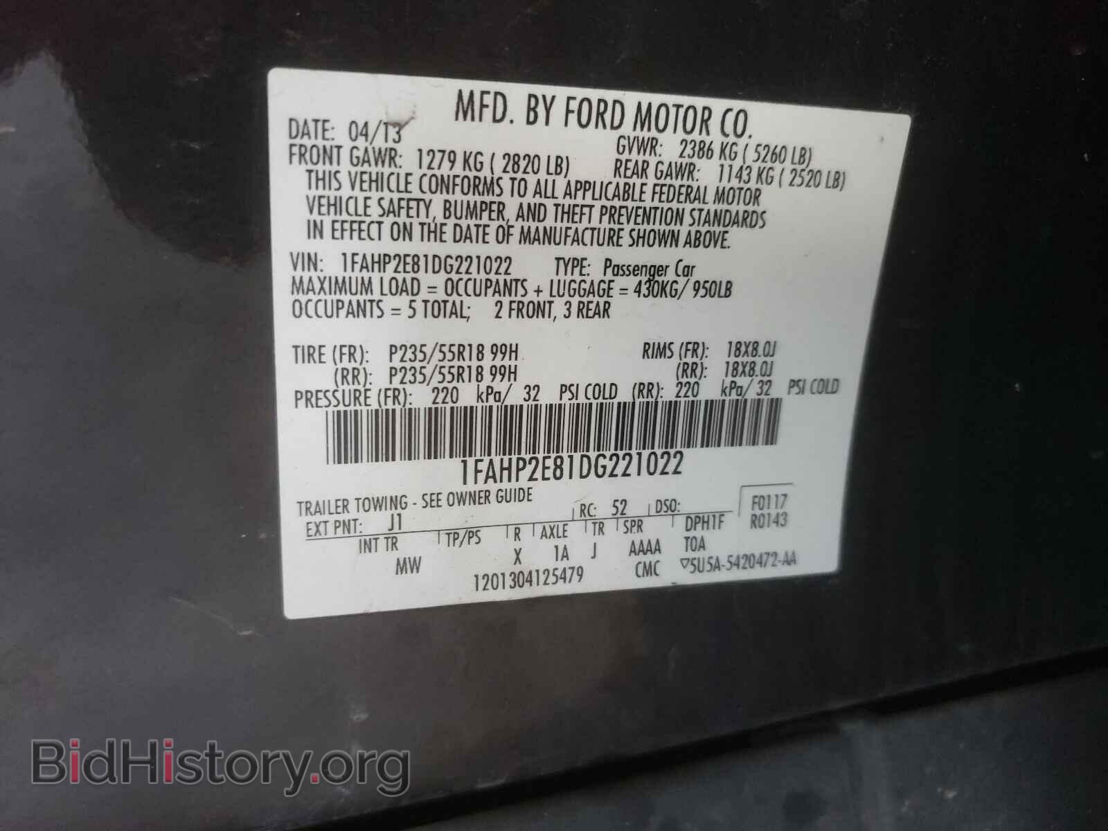 2013 FORD TAURUS - VIN: 1FAHP2E81DG221022 - Photo 10