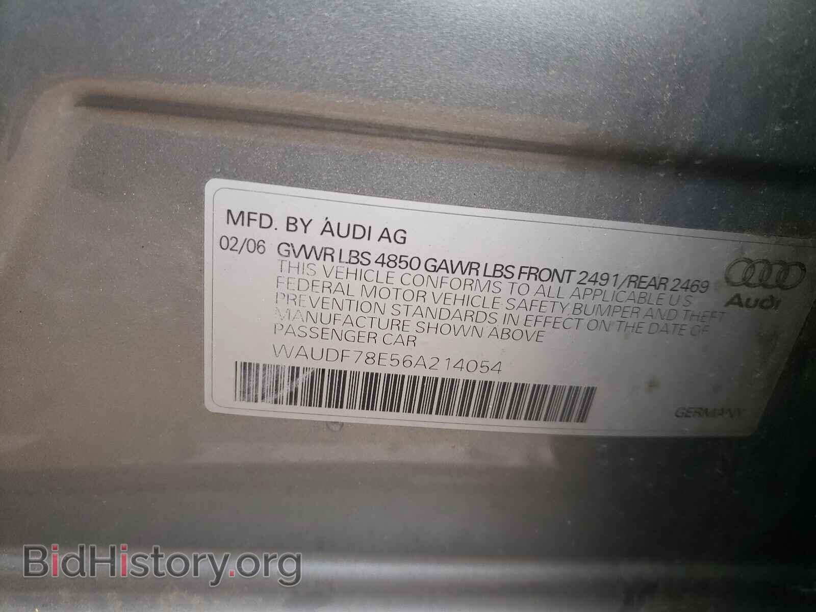 2006 AUDI A4 - VIN: WAUDF78E56A214054 - Фото 10