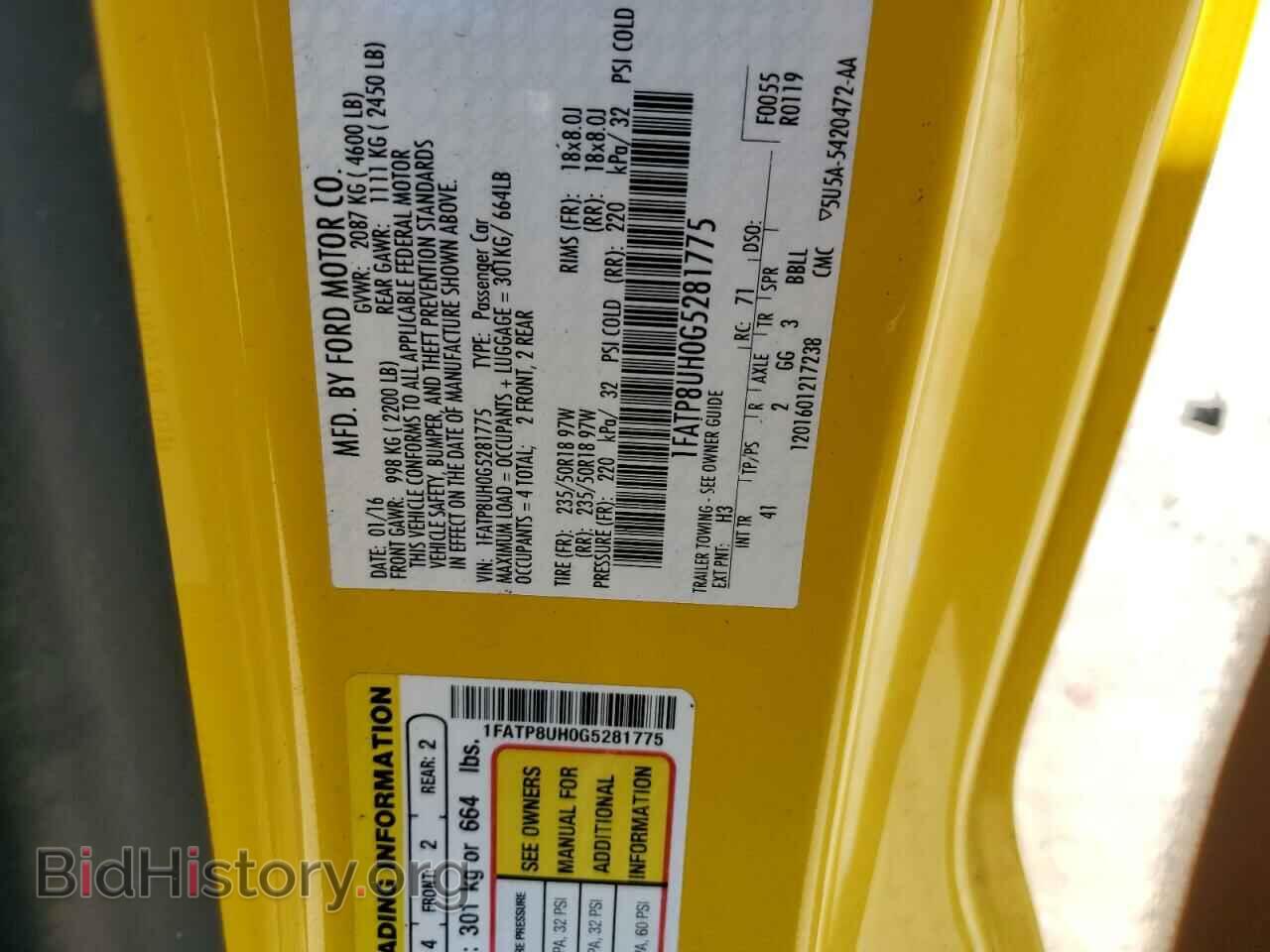 2016 FORD ALL Models - VIN: 1FATP8UH0G5281775 - Фото 12