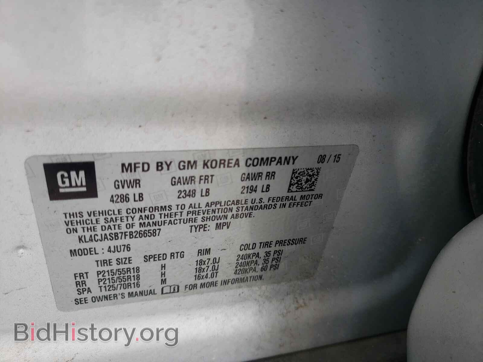 2015 BUICK ENCORE - VIN: KL4CJASB7FB266587 - Фото 10
