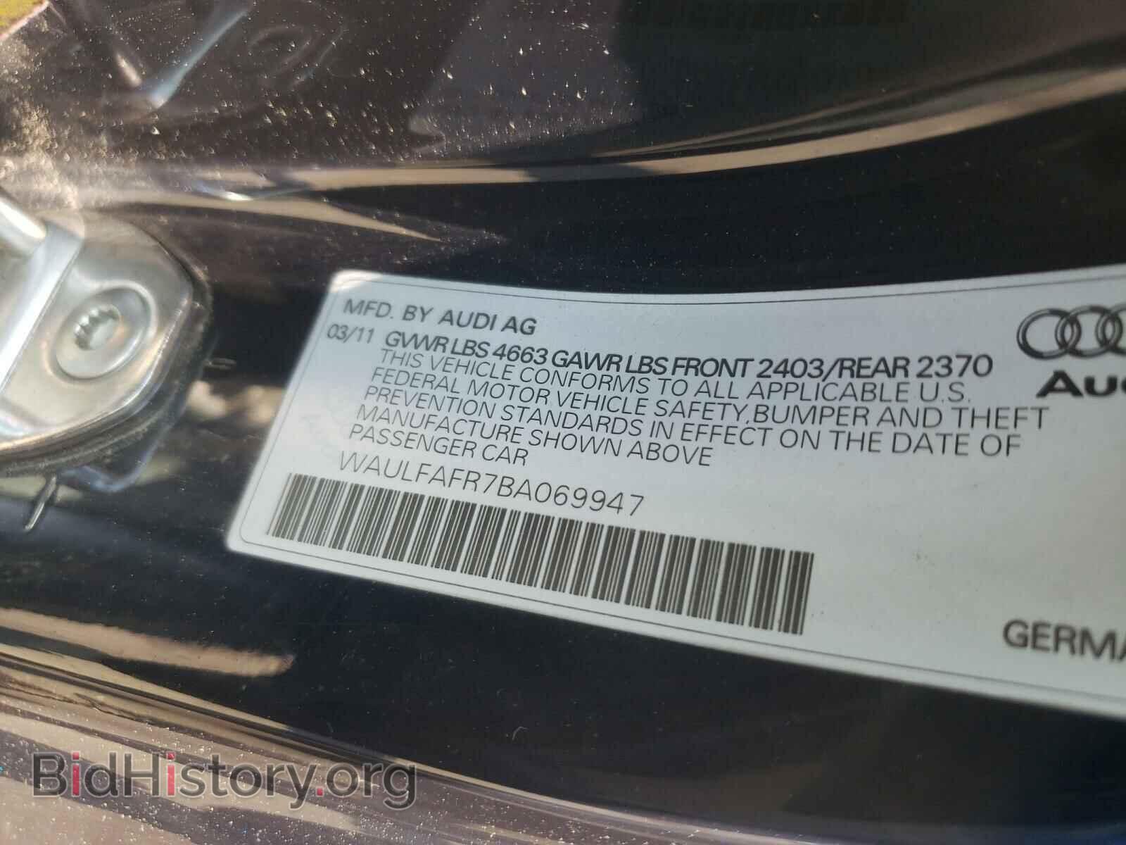 2011 AUDI A5 - VIN: WAULFAFR7BA069947 - Фото 10