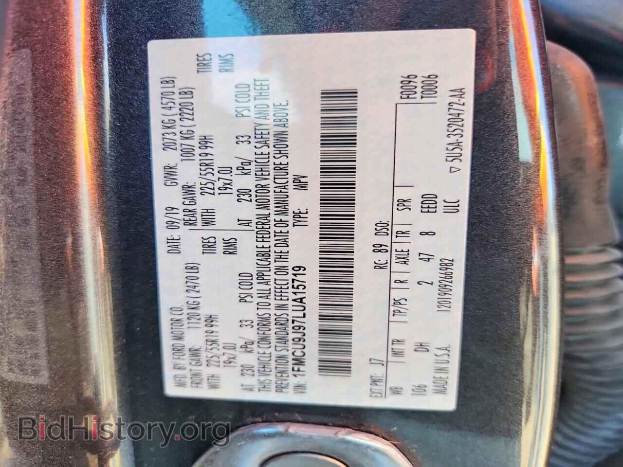 2020 FORD ESCAPE - VIN: 1FMCU9J97LUA15719 - Photo 12