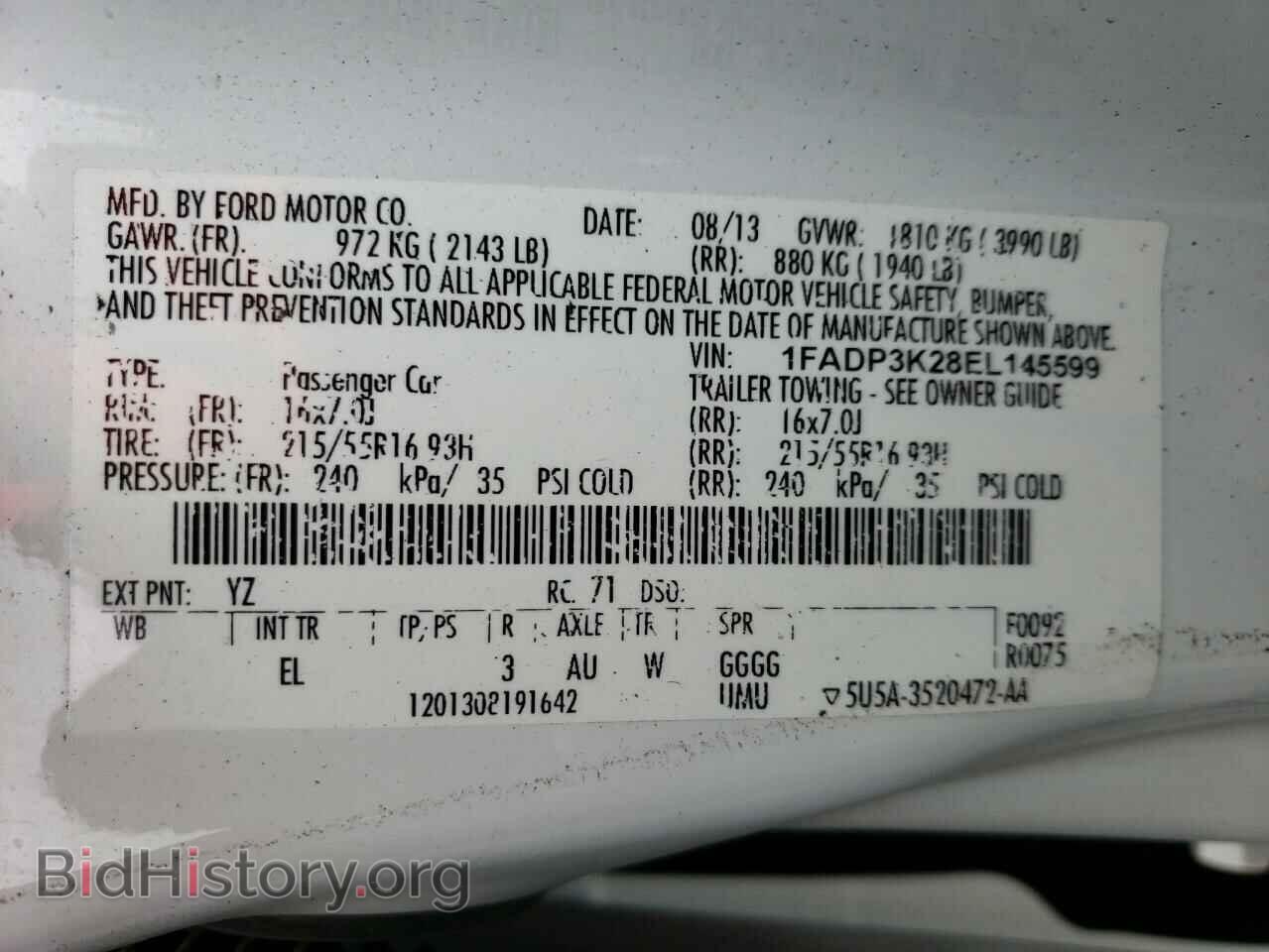 2014 FORD FOCUS - VIN: 1FADP3K28EL145599 - Фото 13