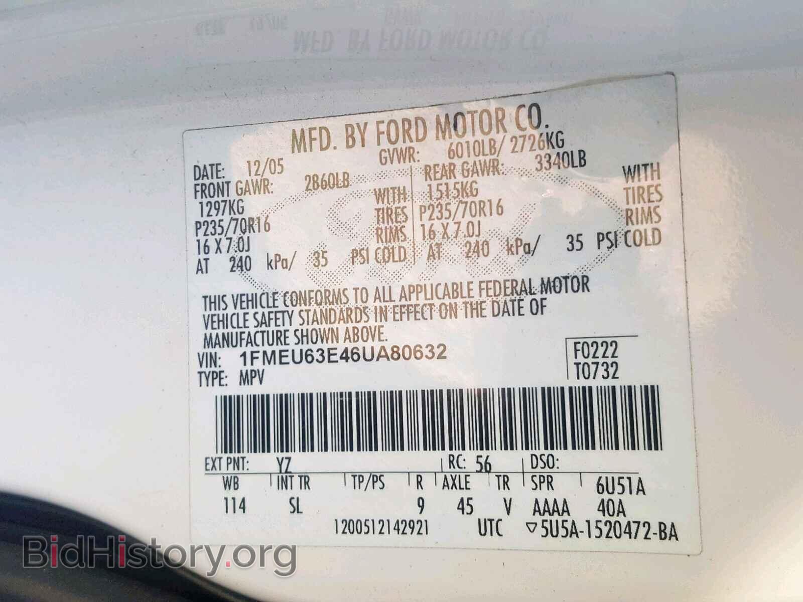 2006 FORD EXPLORER - VIN: 1FMEU63E46UA80632 - Фото 10