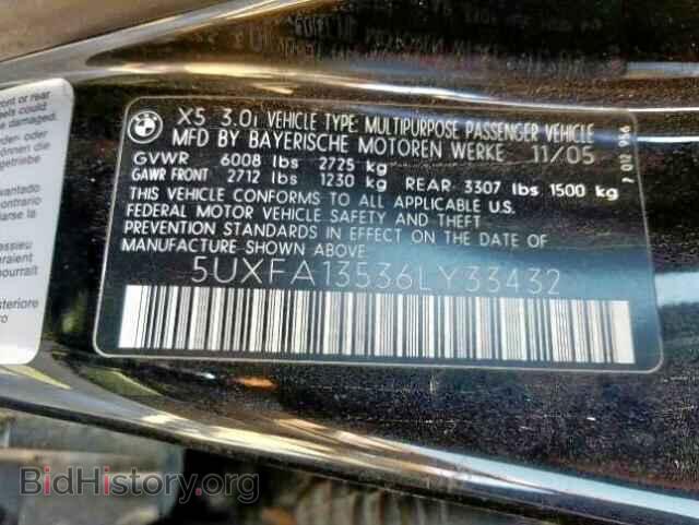2006 BMW X5 - VIN: 5UXFA13536LY33432 - Фото 10