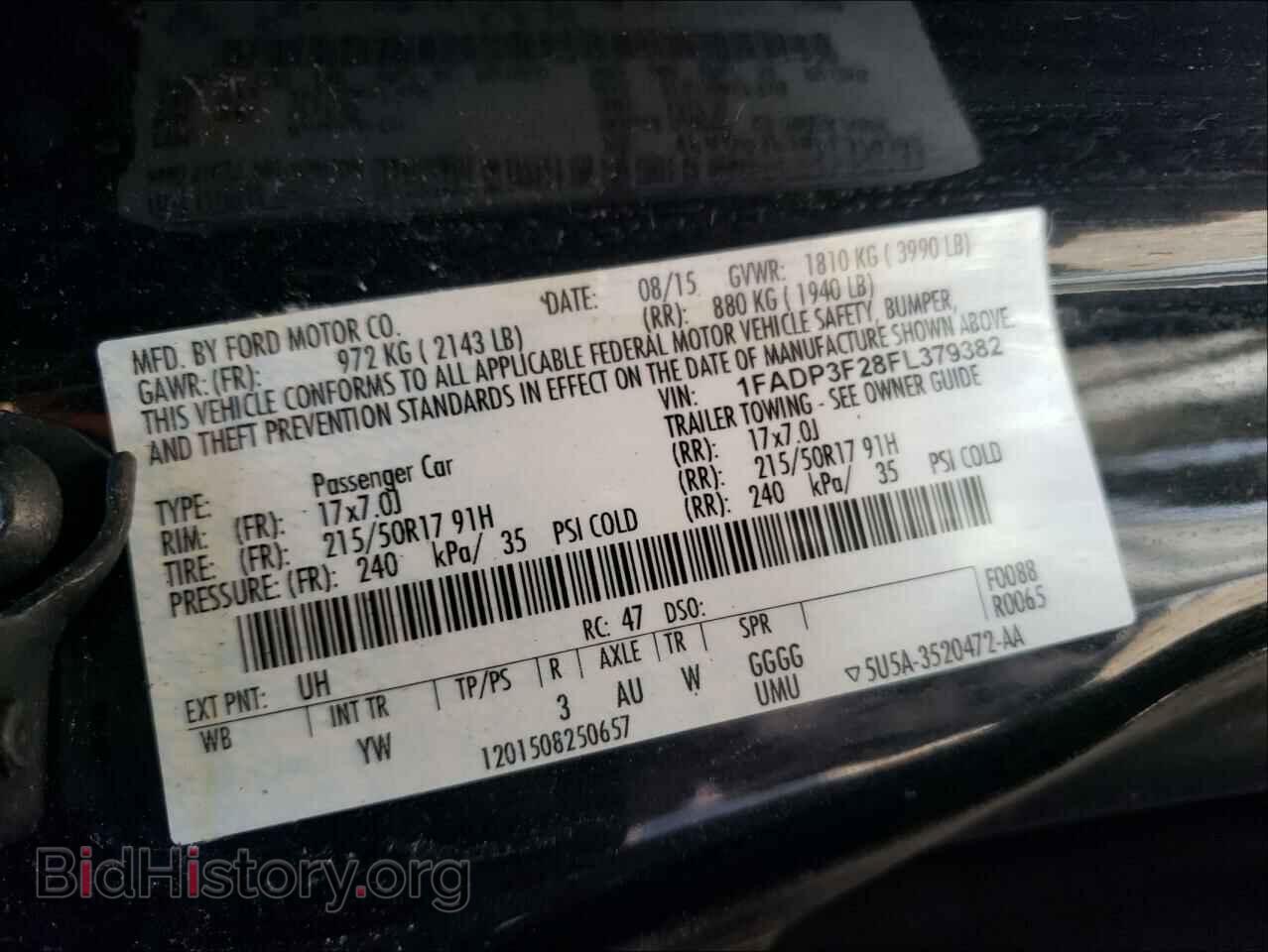 2015 FORD FOCUS - VIN: 1FADP3F28FL379382 - Фото 10
