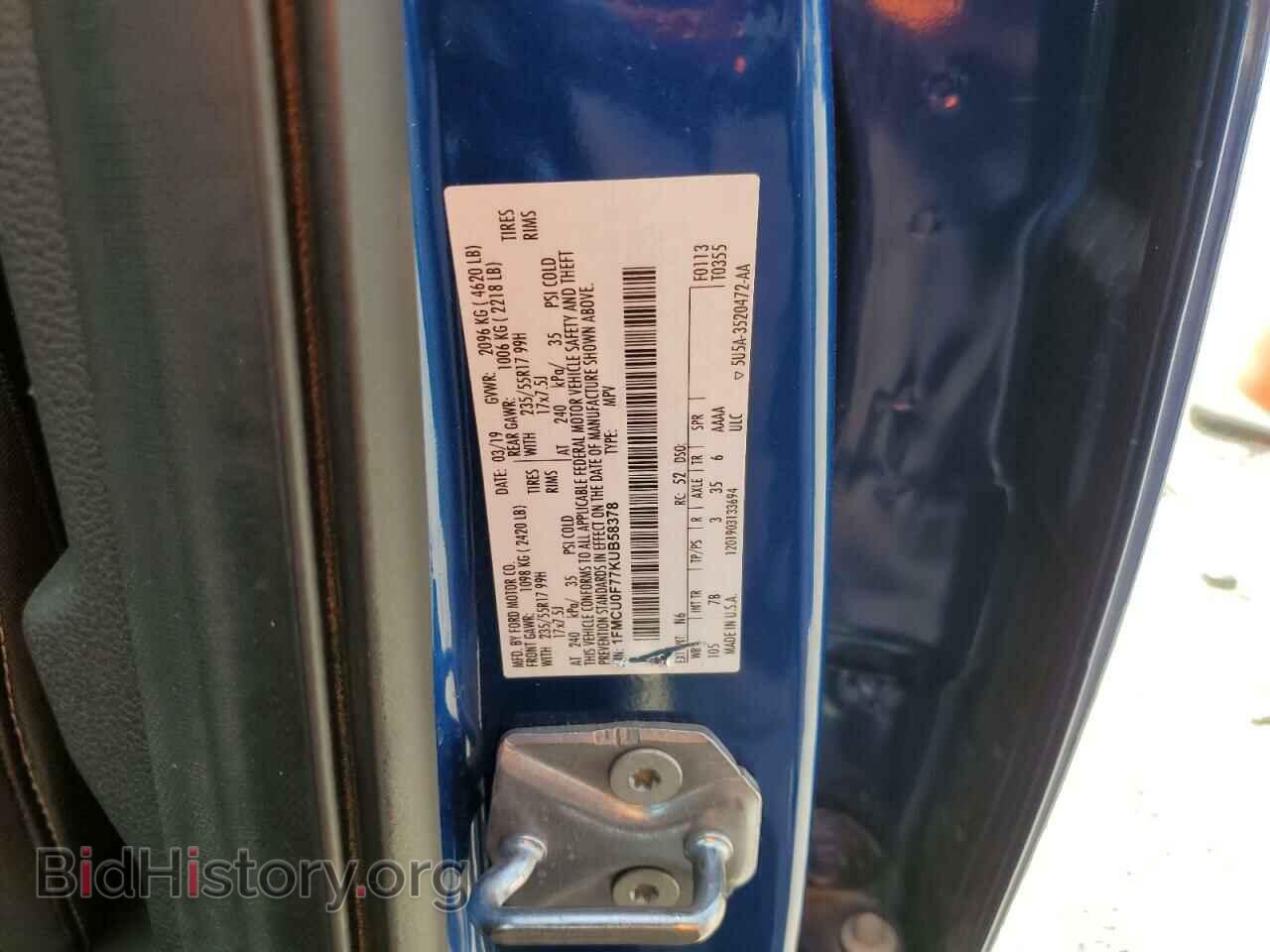 2019 FORD ESCAPE - VIN: 1FMCU0F77KUB58378 - Фото 12