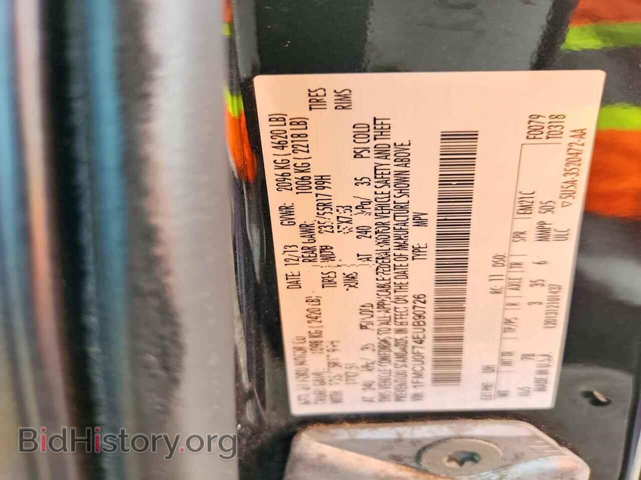 2014 FORD ESCAPE - VIN: 1FMCU0F74EUB90726 - Фото 13