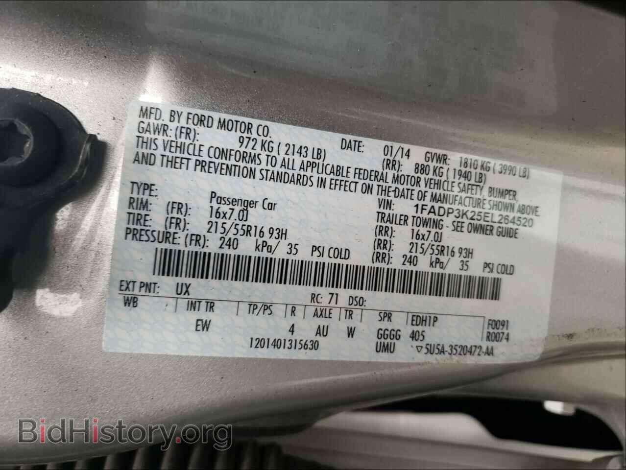 2014 FORD FOCUS - VIN: 1FADP3K25EL264520 - Фото 10