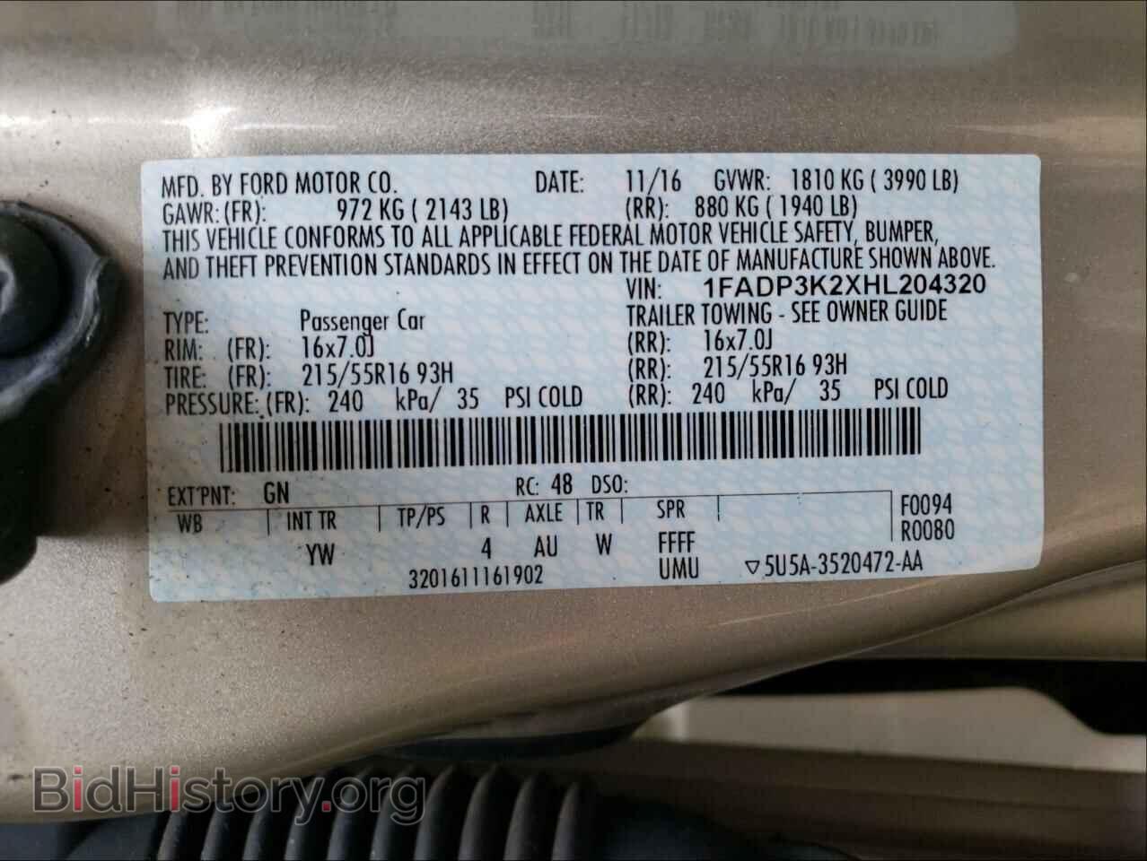 2017 FORD FOCUS - VIN: 1FADP3K2XHL204320 - Фото 10