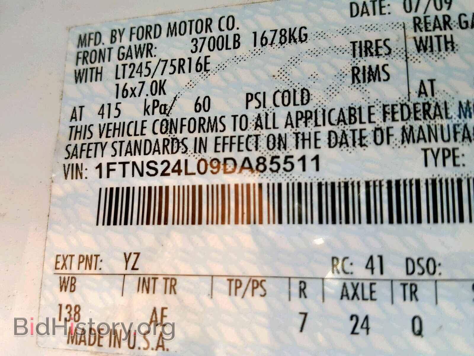 2009 FORD ECONOLINE - VIN: 1FTNS24L09DA85511 - Фото 10