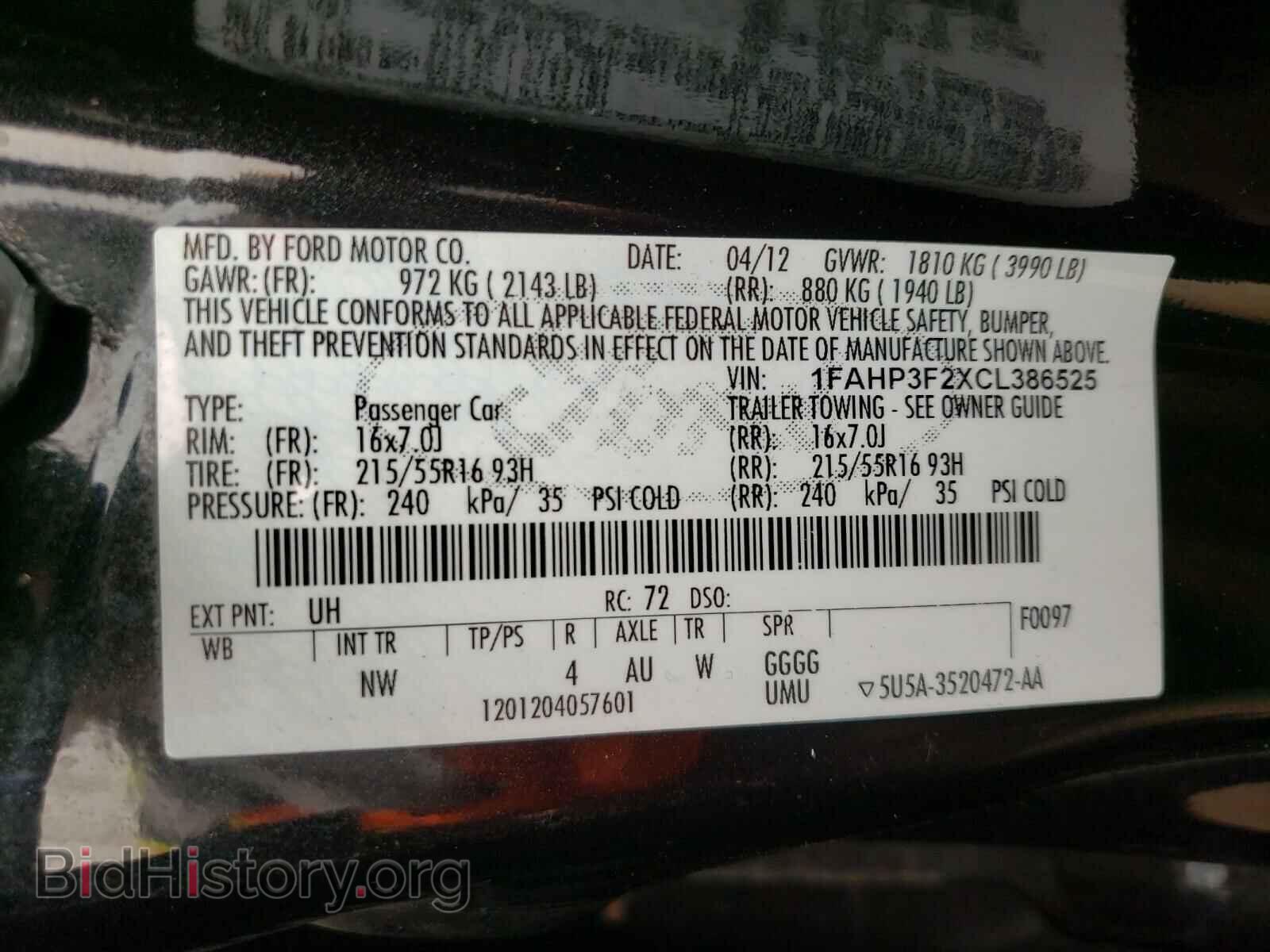 2012 FORD FOCUS - VIN: 1FAHP3F2XCL386525 - Photo 10