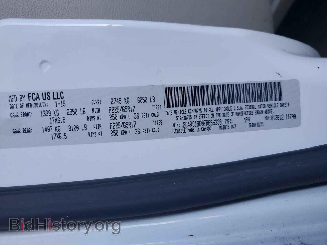 2015 CHRYSLER MINIVAN - VIN: 2C4RC1BG0FR696338 - Фото 10