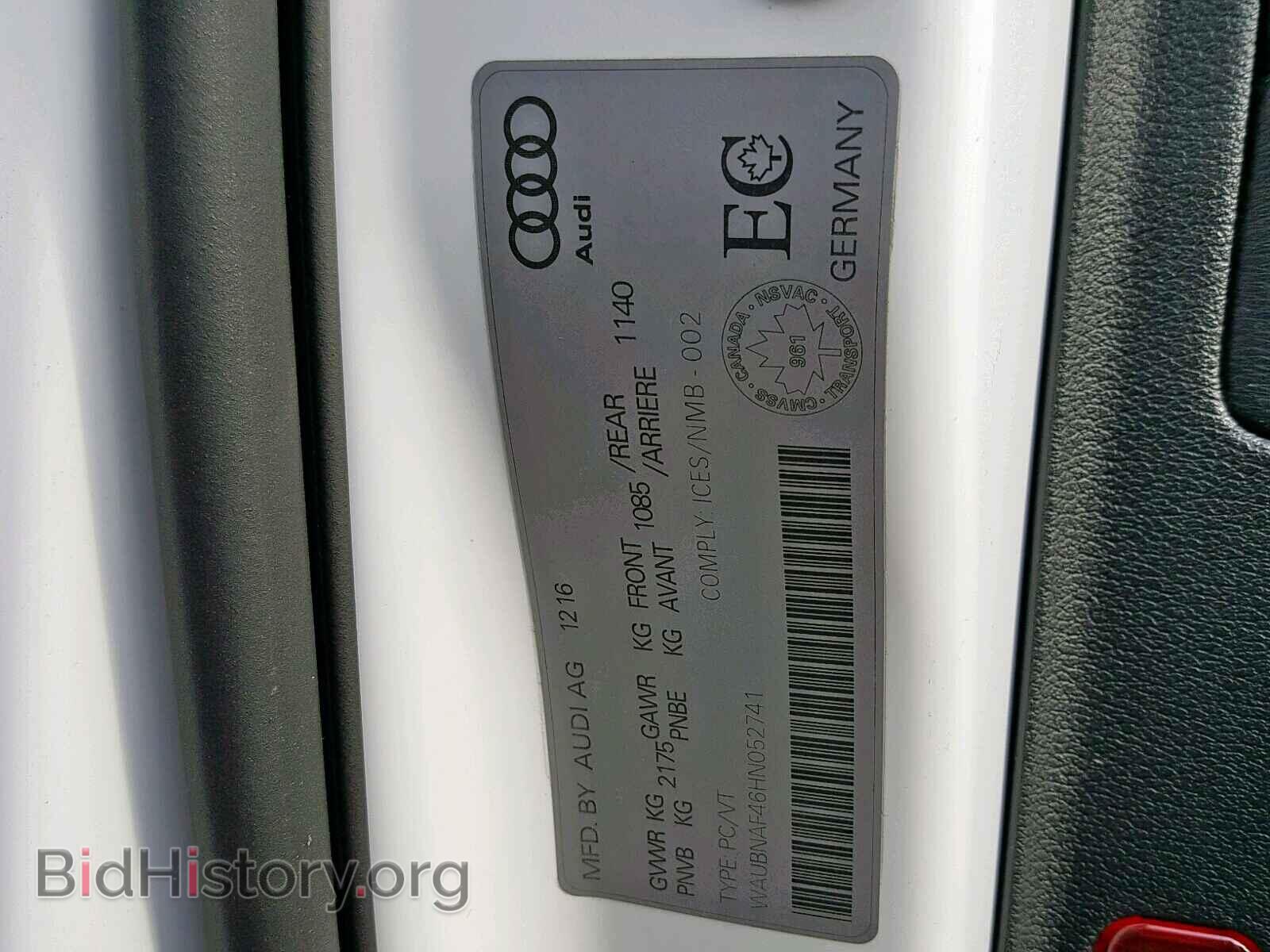 2017 AUDI A4 - VIN: WAUBNAF46HN052741 - Фото 10