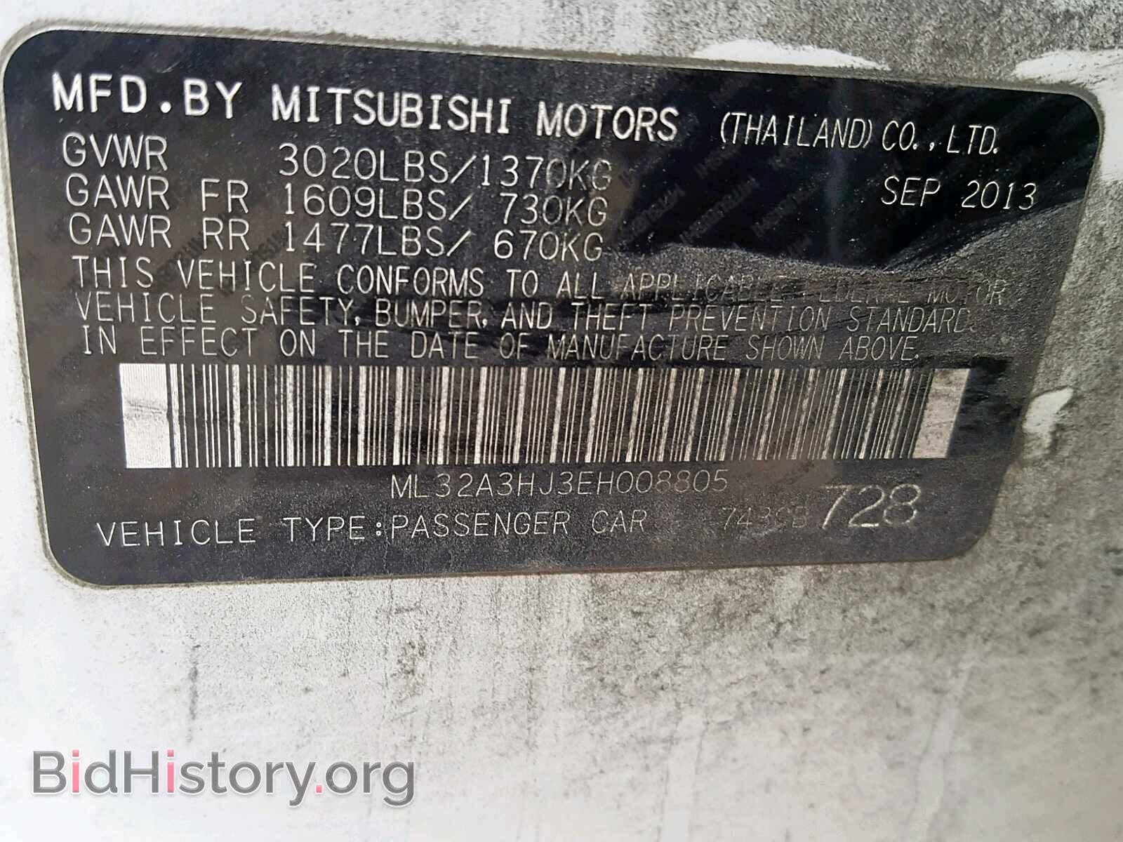 2014 MITSUBISHI MIRAGE - VIN: ML32A3HJ3EH008805 - Фото 10