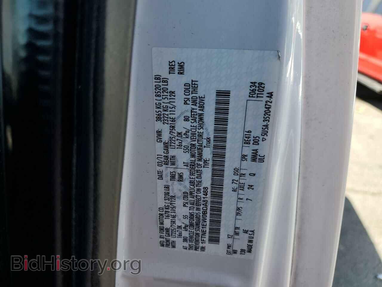 2011 FORD ECONOLINE - VIN: 1FTNE1EW0BDA81488 - Фото 10