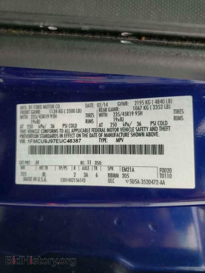 2014 FORD ESCAPE - VIN: 1FMCU9J97EUC48387 - Фото 10